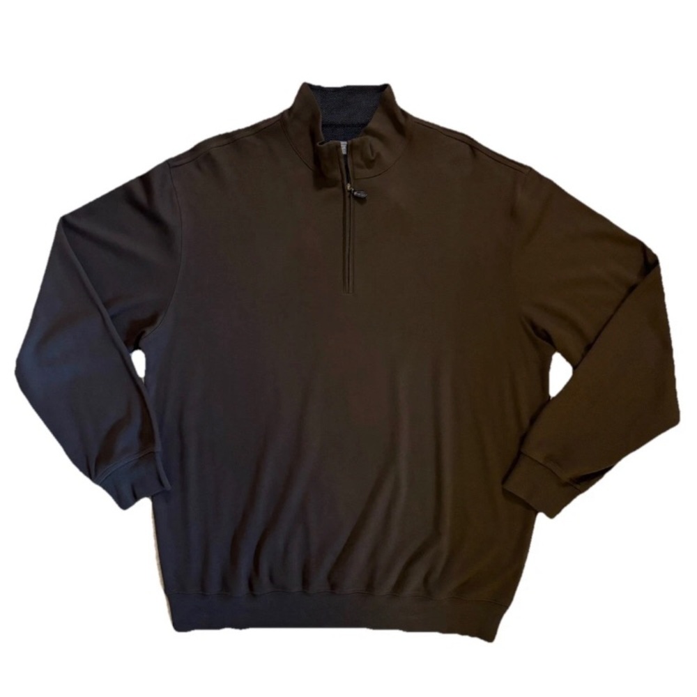 Talbots Men's Sweater Size Large Olive Green 1/4 Zip Pullover